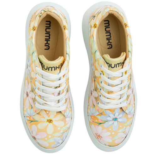 Sneakersy na platformie w Kolorowe Kwiaty Stokrotki