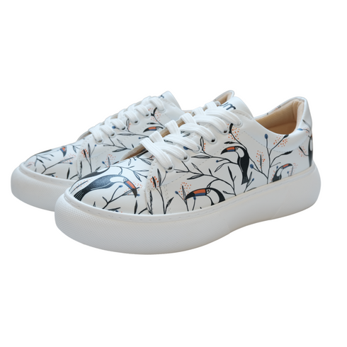 Sneakersy na platformie - Tukany, tropikalne ptaki