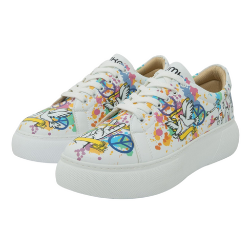 Sneakersy na platformie Peace and Love, Pokój i Miłość