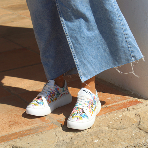 Sneakersy na platformie Peace and Love, Pokój i Miłość