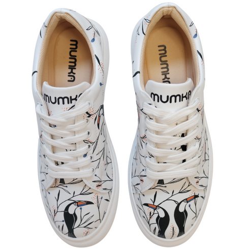 Sneakersy na platformie - Tukany, tropikalne ptaki