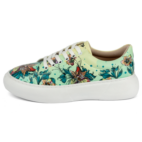 Sneakersy na platformie - Kwiaty w Zieleni