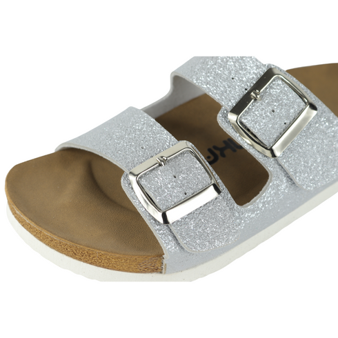 Klapki Gładkie Srebrne wyprofilowane