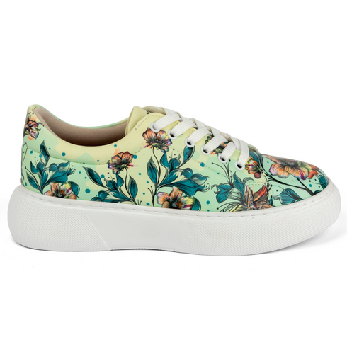 Sneakersy na platformie - Kwiaty w Zieleni