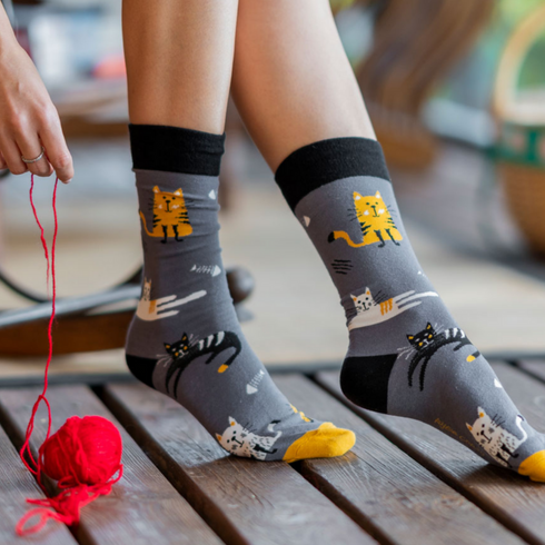 Skarpetki w Koty szare 36-40