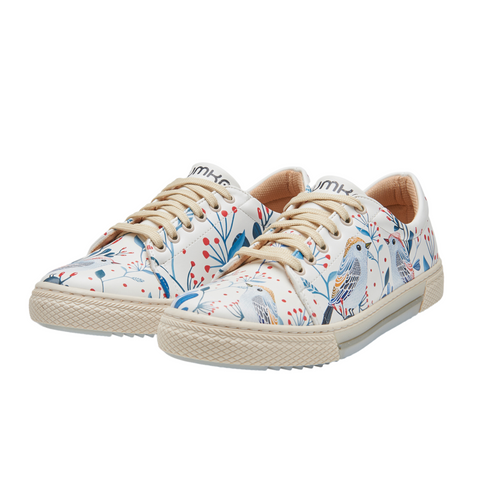 Sneakersy - Niebieskie ptaki i kwiaty