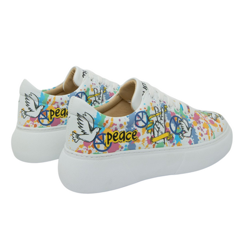 Sneakersy na platformie Peace and Love, Pokój i Miłość