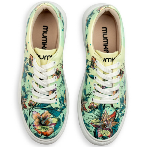 Sneakersy na platformie - Kwiaty w Zieleni