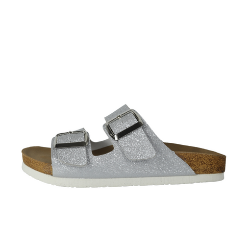 Klapki Gładkie Srebrne wyprofilowane