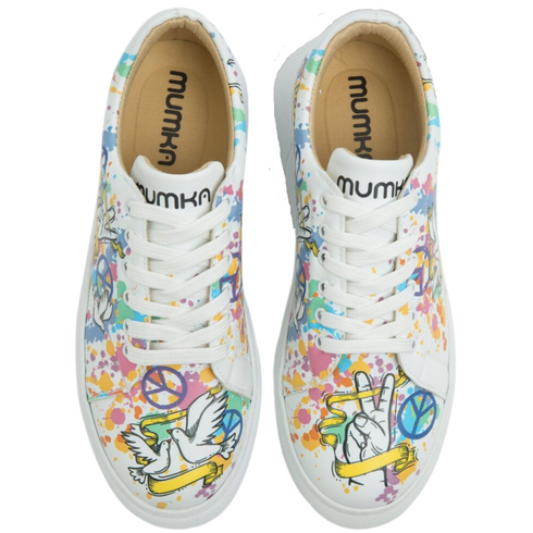 Sneakersy na platformie Peace and Love, Pokój i Miłość