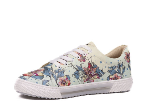 Sneakersy na niskiej platformie - Kwiaty w Zieleni