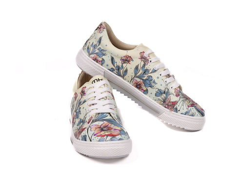 Sneakersy na niskiej platformie - Kwiaty w Zieleni