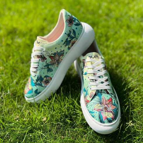 Sneakersy na platformie - Kwiaty w Zieleni