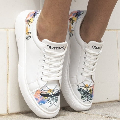 Sneakersy na platformie - Motyle, Ćmy na Akwarelach