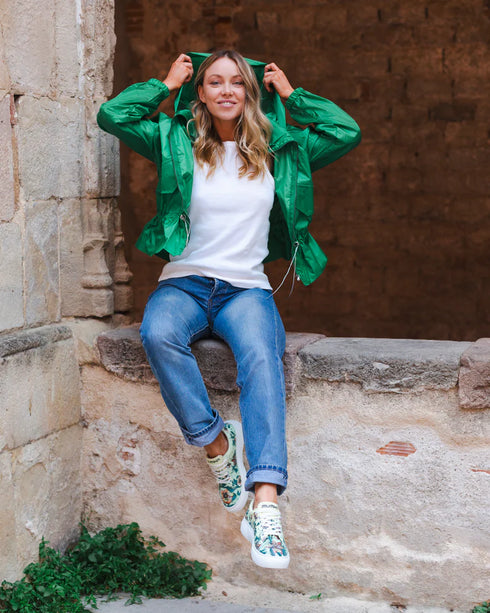 Sneakersy na platformie - Kwiaty w Zieleni