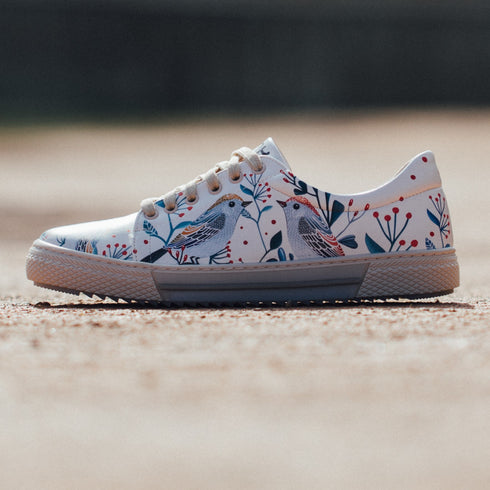 Sneakersy - Niebieskie ptaki i kwiaty