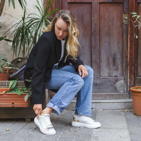 Sneakersy na platformie - Motyle, Ćmy na Akwarelach