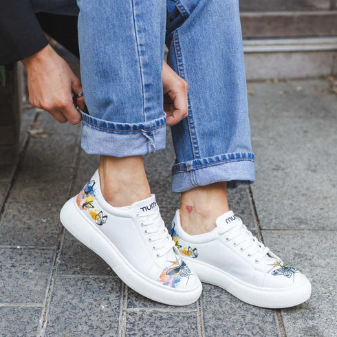 Sneakersy na platformie - Motyle, Ćmy na Akwarelach
