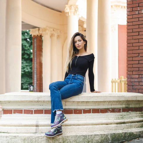 Botki w Motyle bordo