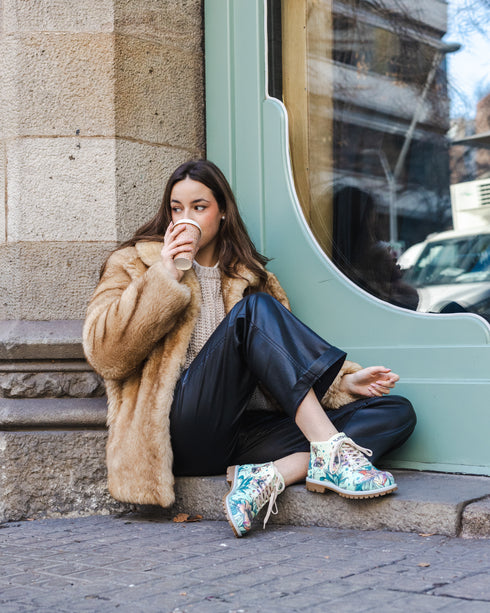 Botki w Kwiaty w zieleni