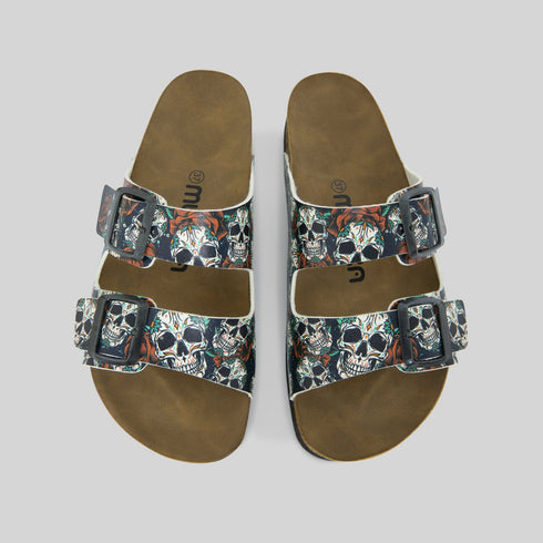 Klapki w Róże i Czachy wyprofilowane - Mumka Shoes Polska