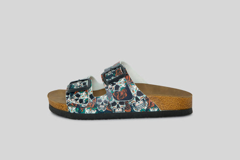 Klapki w Róże i Czachy wyprofilowane - Mumka Shoes Polska