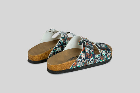 Klapki w Róże i Czachy wyprofilowane - Mumka Shoes Polska