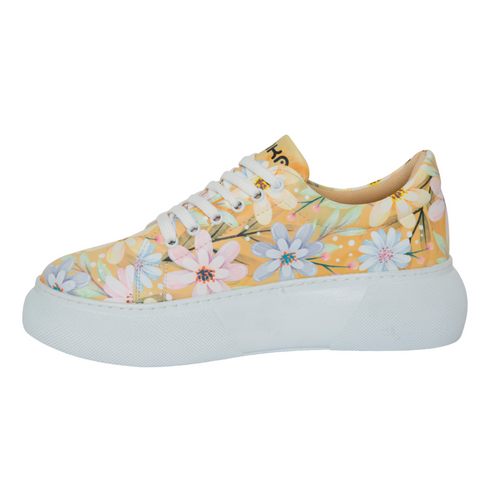 Sneakersy na platformie w Kolorowe Kwiaty Stokrotki