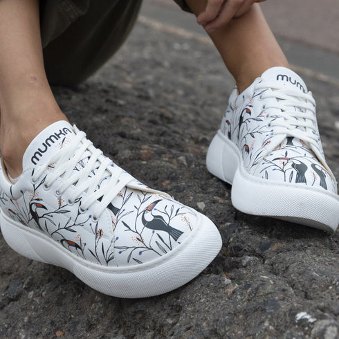 Sneakersy na platformie - Tukany, tropikalne ptaki