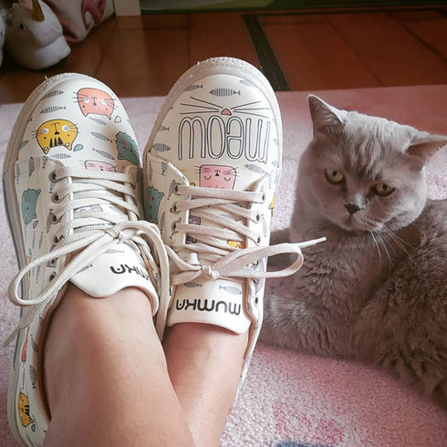 Sneakers - Koty Meow, beżowe