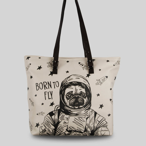 Duża torba Pies Mops astronauta