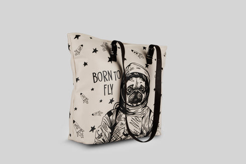 Duża torba Pies Mops astronauta